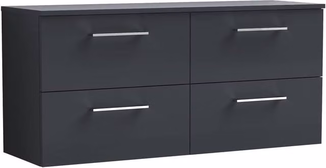 Balterley Level 1200mm Wall Hung 4 Drawer Vanity Unit with Worktop, Dark Grey