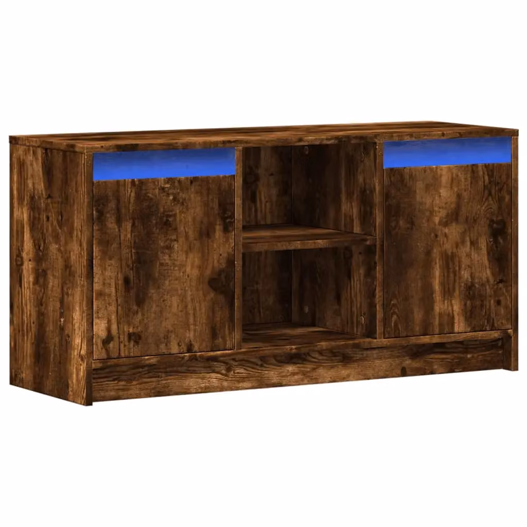 Berkfield Home Modern TV Cabinet with LED in Smoked Oak Brown, W/D/H: 100 x 34 x 50 cm – 3