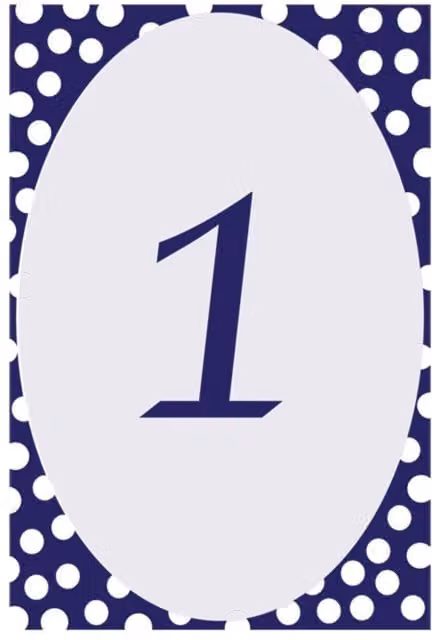 KDMD Navy Blue Polka Dot Laminated Table Numbers, 72 Cards