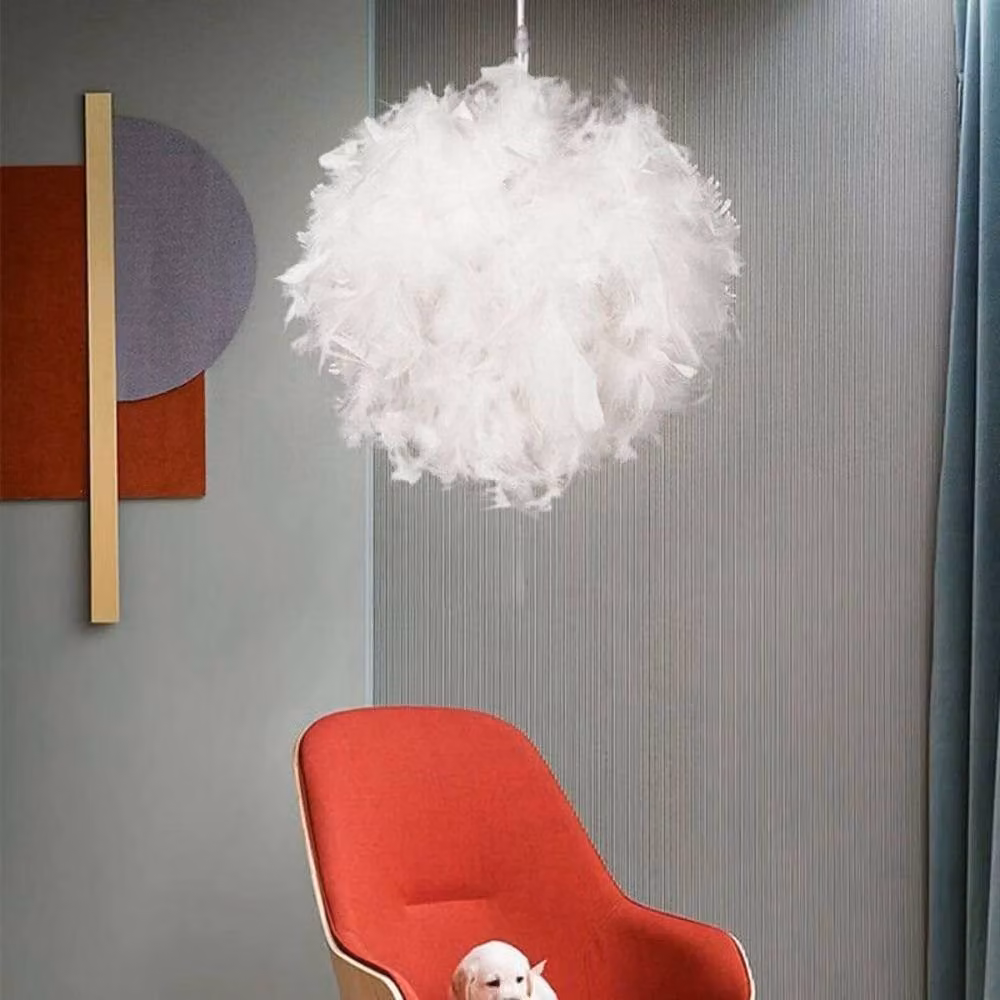 Kelvenix Feather Round Ceiling Light Shade in White – 3
