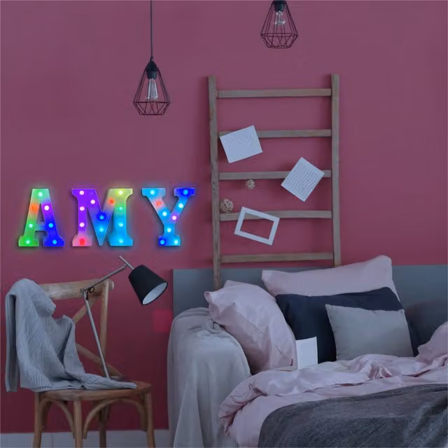 St Helens Battery Operated RGB LED Letter I with Remote Control in White and Multicolour