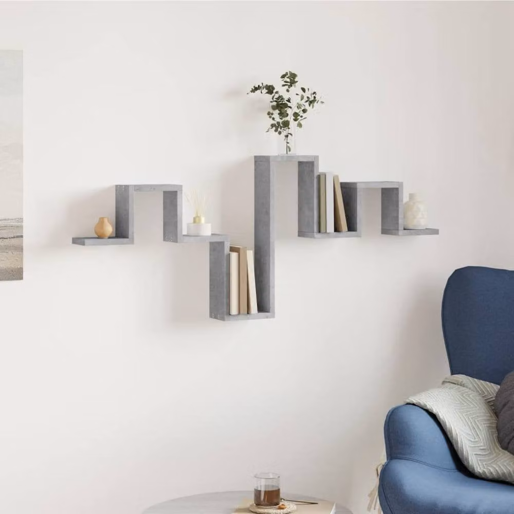 Berkfield Home Wall Mounted Modern Shelf in Concrete Grey, W: 104.5 cm, D: 43 cm, H: 10 cm – 2