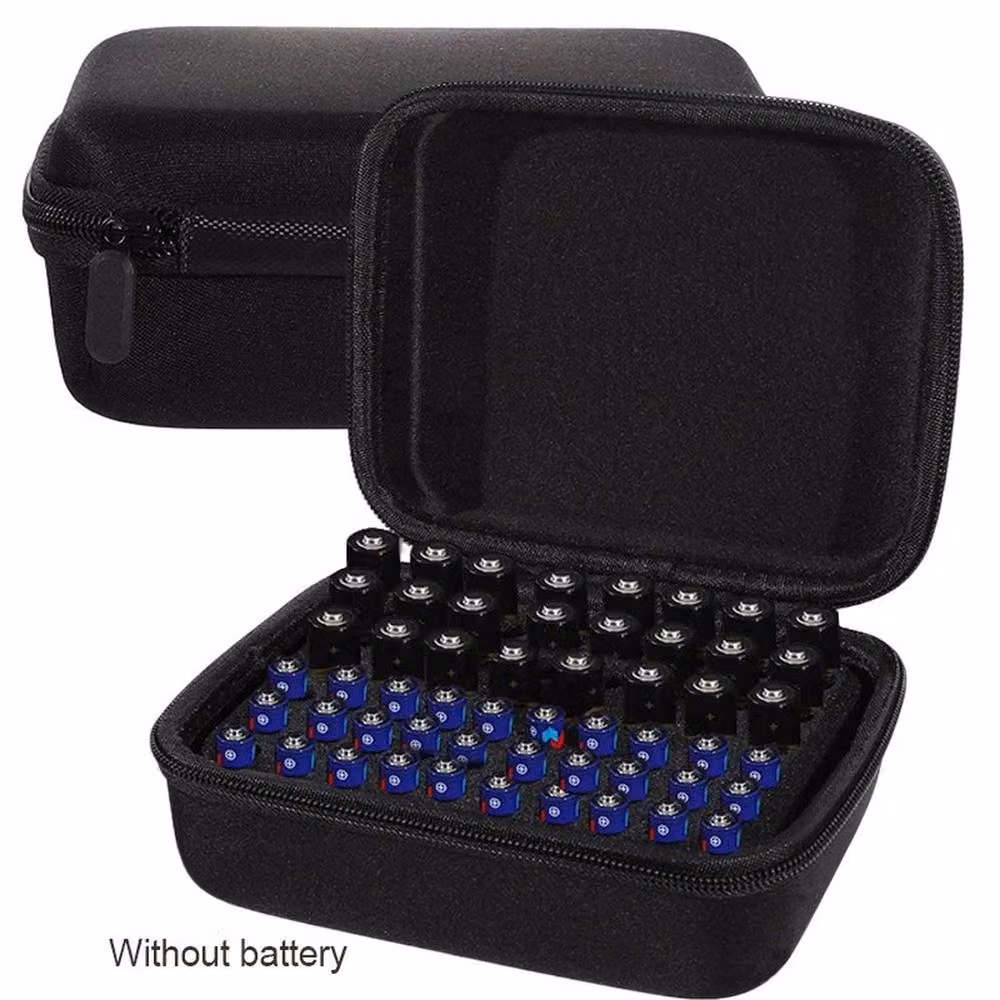 VOGREX 54 Slot Battery Storage Case for AA and AAA Batteries in Black – 3