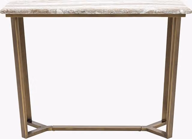 Perch & Parrow Luxor Modern Gold Console Table with Rectangular Stone Top and Metal Sled Base