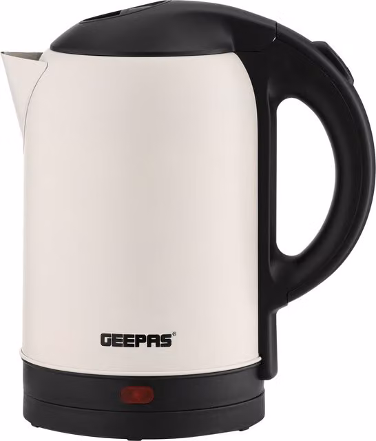 Geepas 1.8L Cordless Stainless Steel Rapid Boil Jug Kettle with Auto Shut-off, 1800W, Cream and Black