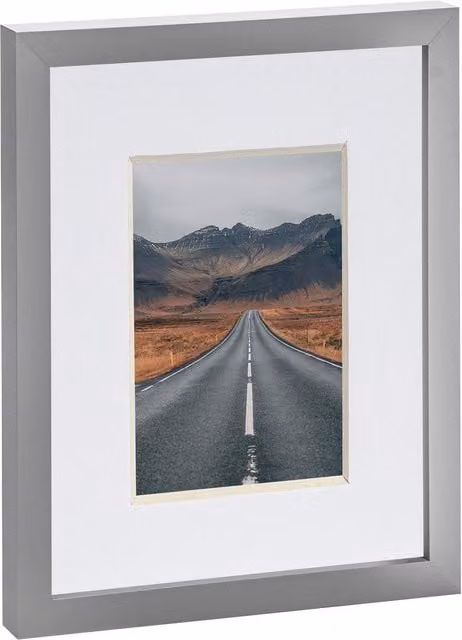 Nicola Spring Rectangular Single Photo Frame in Grey and White with Glass, suitable for 8x10 inch photos with a 4x6 inch mount