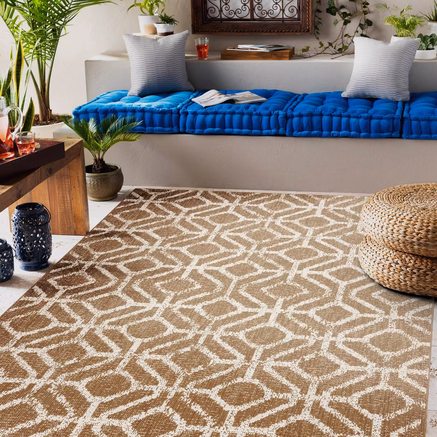 RugsX Beige Geometric Flat Weave Polypropylene Rug, W: 80 cm, L: 150 cm – 2