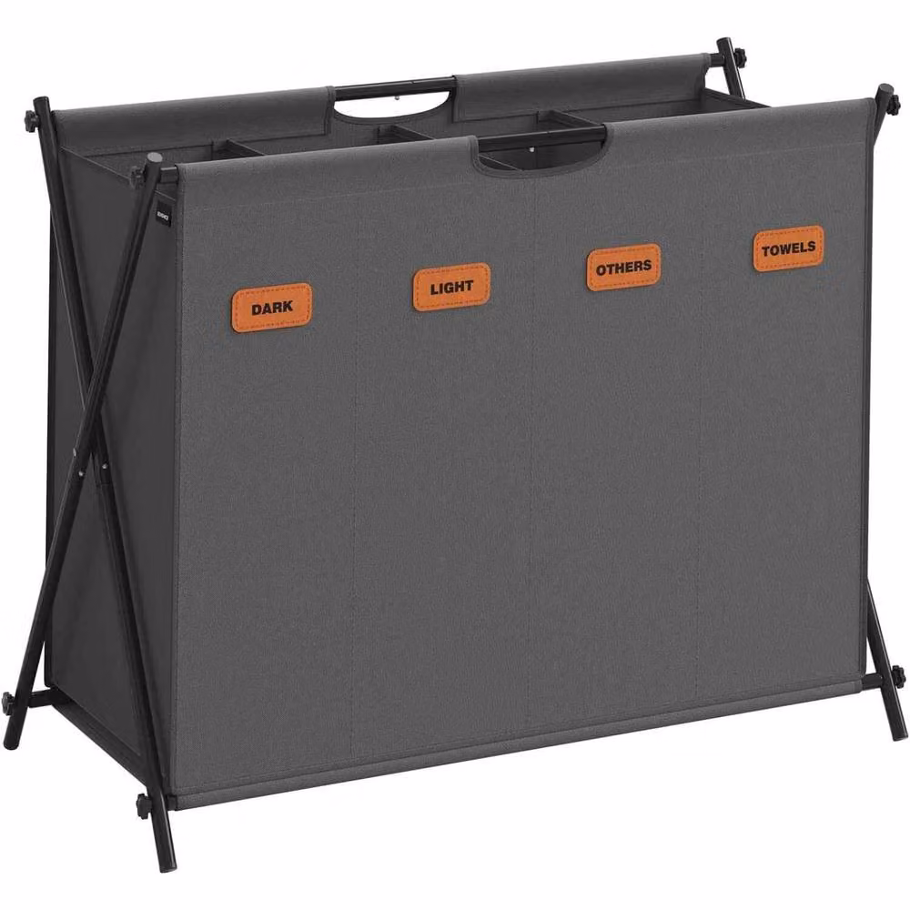 The Bazaarist 4 Compartment Foldable X Frame Laundry Basket in Dark Grey – 2