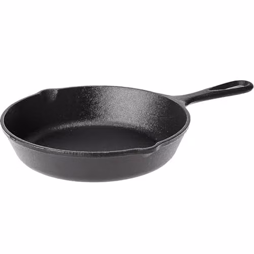 Gr8 Home Non Stick Cast Iron Round Frying Skillet Pan with Pouring Spout, Black – 1