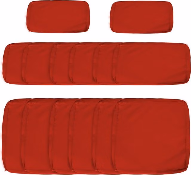 Outsunny Set of 14 Red Rectangular Outdoor Cushion Covers in Washable Polyester