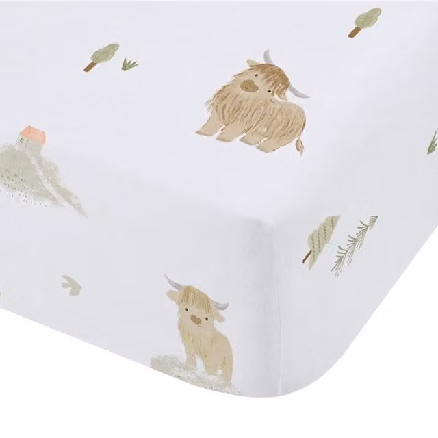 Bianca Mini Moo Childrens Cotton Fitted Sheet White