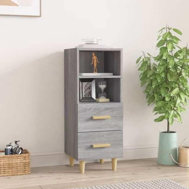 Berkfield Home Grey Sonoma Sideboard in Engineered Wood W/D/H: 34.5 x 34 x 90 cm