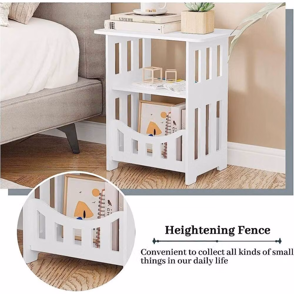 NESTLUNE White Bedside End Table and Sofa Side Coffee Table – 4