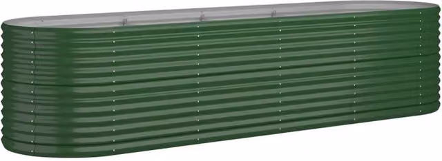 Berkfield Home Garden Powder-coated Steel Raised Bed in Green, W/D/H: 296 x 80 x 68 cm – 1