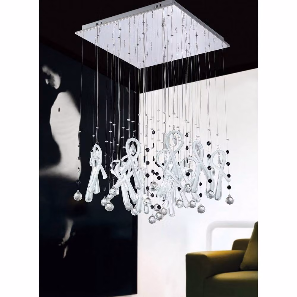 Netlighting Classic Round Pendant Light with White Glass and Chrome Finish, 20 x G4 Bulbs – 3