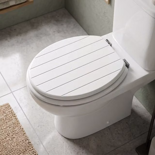 Orsina Oval Soft Close Wooden Toilet Seat with Zinc Alloy Fittings in Black or White – 2