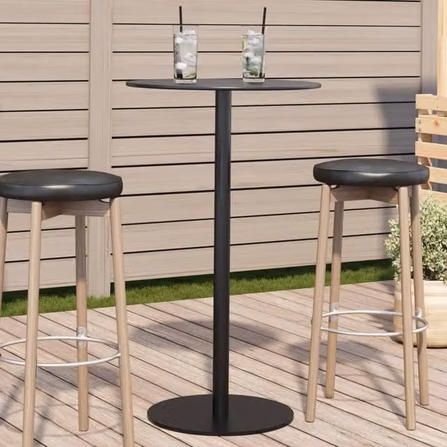 Berkfield Home Round Garden Table in Black Steel, W/D/H: 60 x 60 x 105 cm – 1