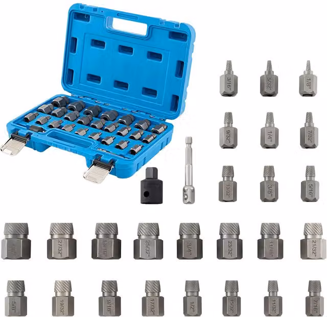 Gymax 27 Piece Dual Headed Screw Extractor Set and Bolt Removal Kit in Blue – 1