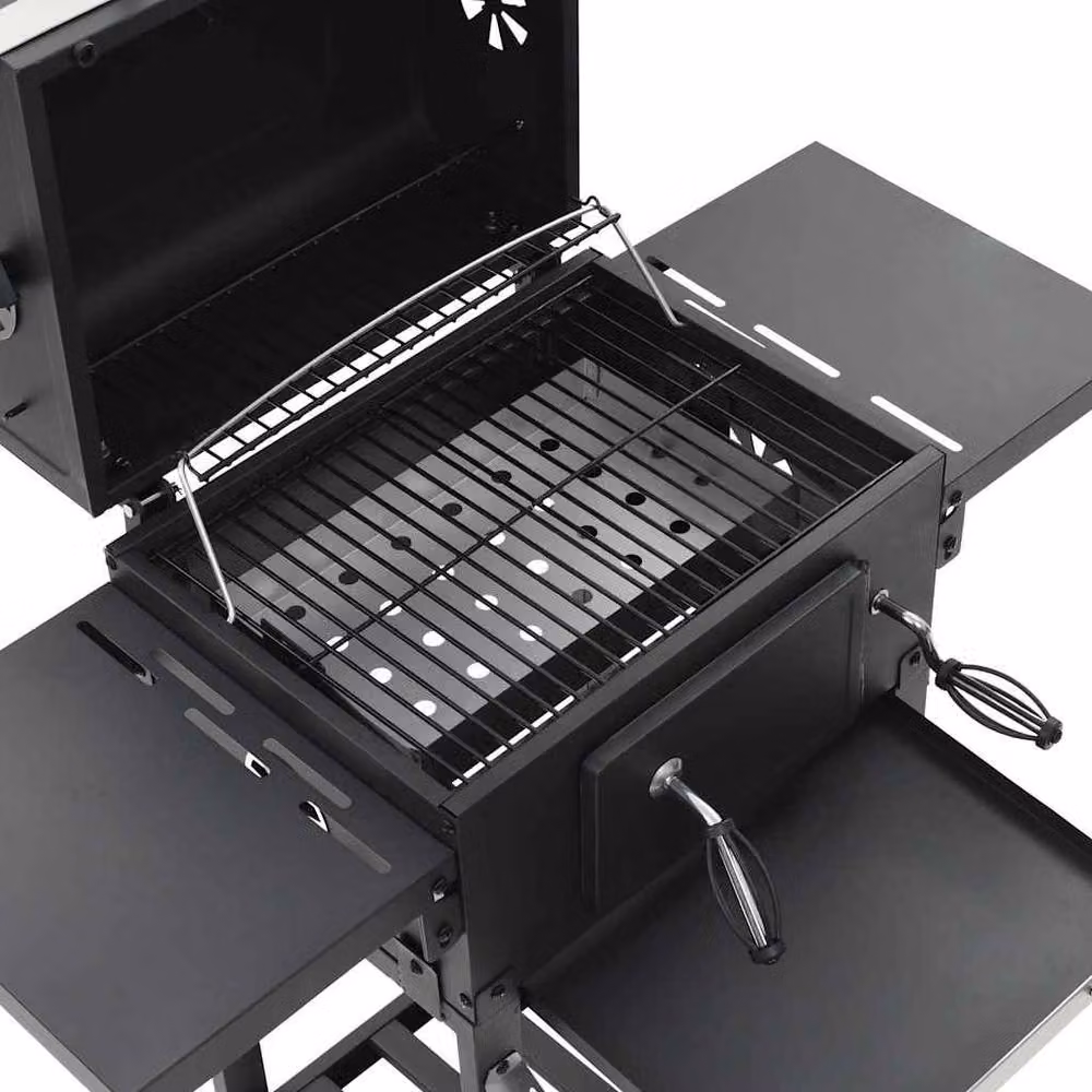 Berkfield Home Charcoal BBQ Grill with Warming Rack, Thermometer and Wheels, Black – 4