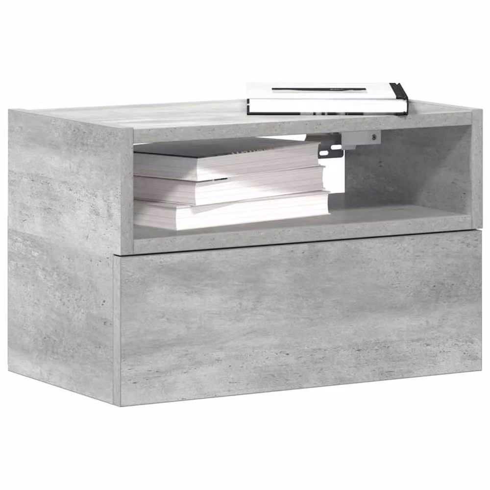 Berkfield Home Set of 2 Durable Wall-mounted Bedside Cabinets, Concrete Grey, W: 45 cm, D: 26 cm, H: 28.5 cm – 2