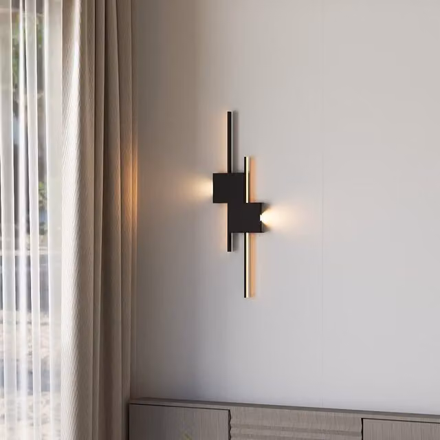 Living Star Modern Black LED Up and Down Wall Light with Warm White Glow