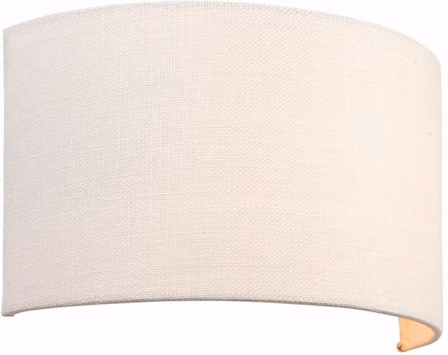 Endon Arc Up and Down Wall Light in White Fabric with Gold and Brass Details