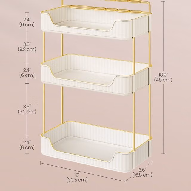 SONGMICS 3-Tier Freestanding Makeup and Skincare Organiser in White