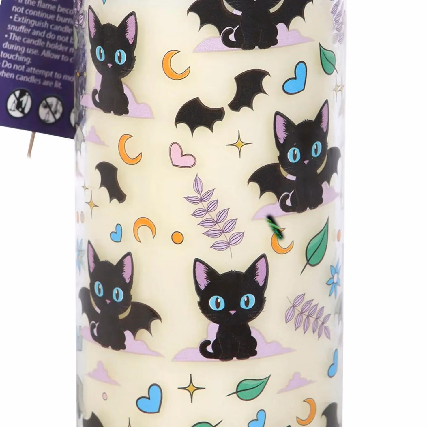 Something Different Lavender Cat Print Tube Candle in White – 2