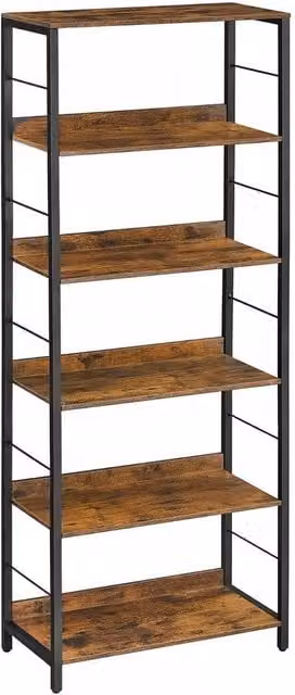 SPETLEK 6-Tier Industrial Bookcase in Brown, W/D/H: 60 x 30 x 178 cm