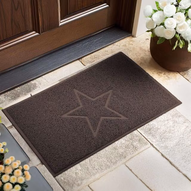 Nicoman Brown Embossed PVC Star Door Mat, W: 90 cm, D: 60 cm – 1