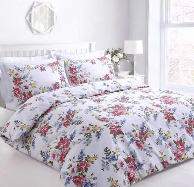Velosso Vintage Floral Duvet Cover and Pillowcase Set, Multicolour, W: 90 cm, H: 200 cm