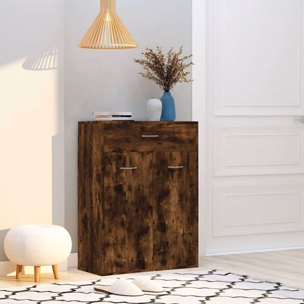 Berkfield Home Smoked Oak Shoe Cabinet in Brown, W/D/H: 60 x 35 x 84 cm – 2