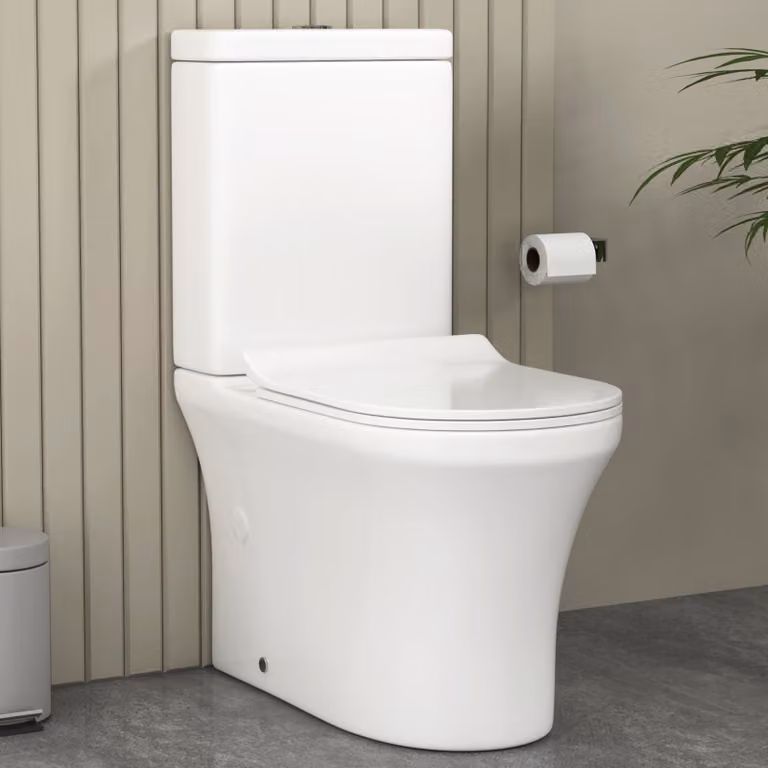 Royal Bathrooms Oslo Close Coupled Rimless Toilet with Whirlwind Flush Pan, Slim Soft Close Seat and Cistern, White