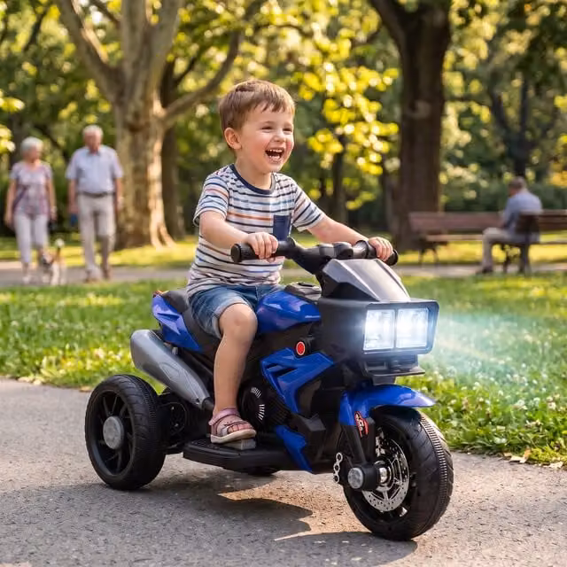 AIYAPLAY 6V Kids Electric Motorcycle Ride-On Toy with High-Traction Wheels in Blue
