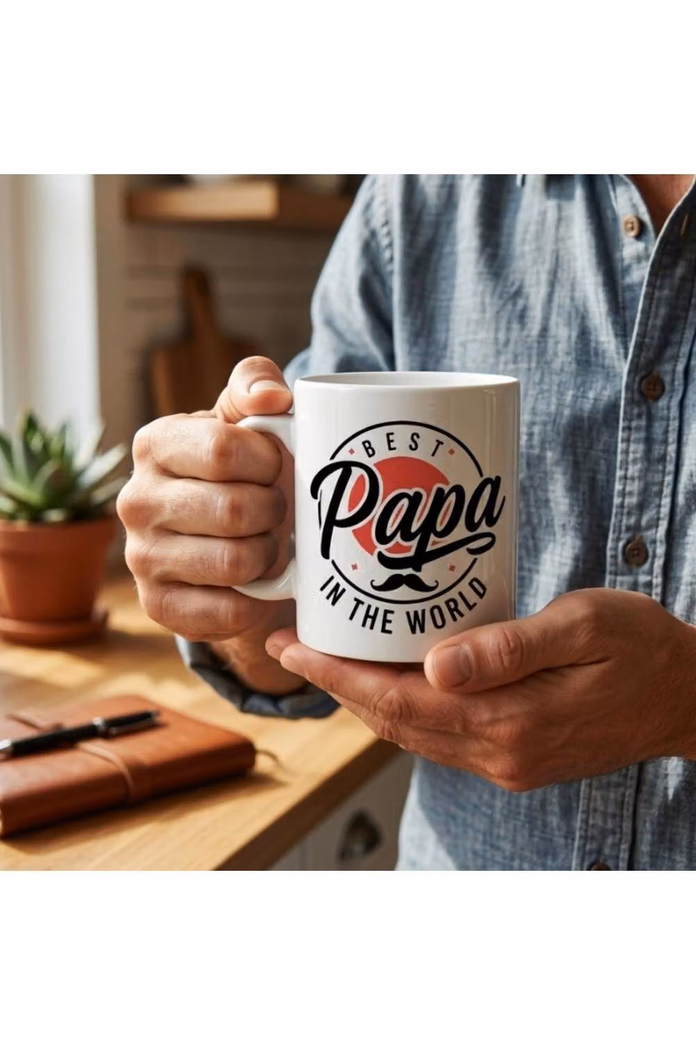 Dyzi Best Papa In The World Ceramic Coffee Mug, White – 3
