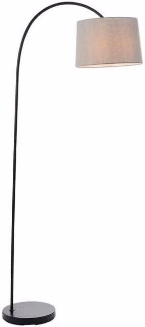 Netlighting Carlson Single Light Floor Lamp in Matt Black and Light Grey Cotton Mix with E27 Fitting – 1