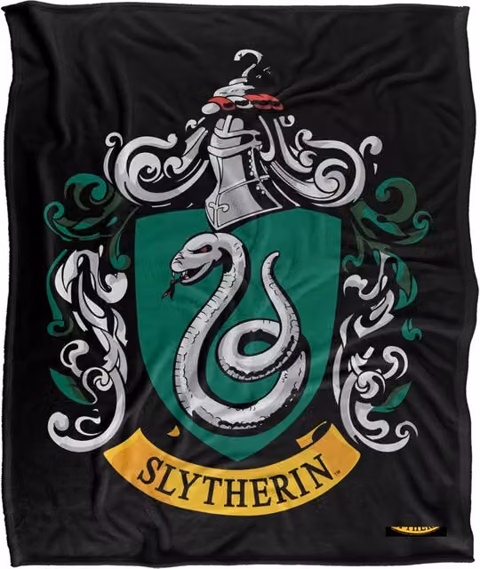 LOGOVISION Harry Potter Slytherin Crest Super Soft Fleece Throw Blanket, White and Multicolour, W/D/H: 152 x 152 x 127 cm – 1