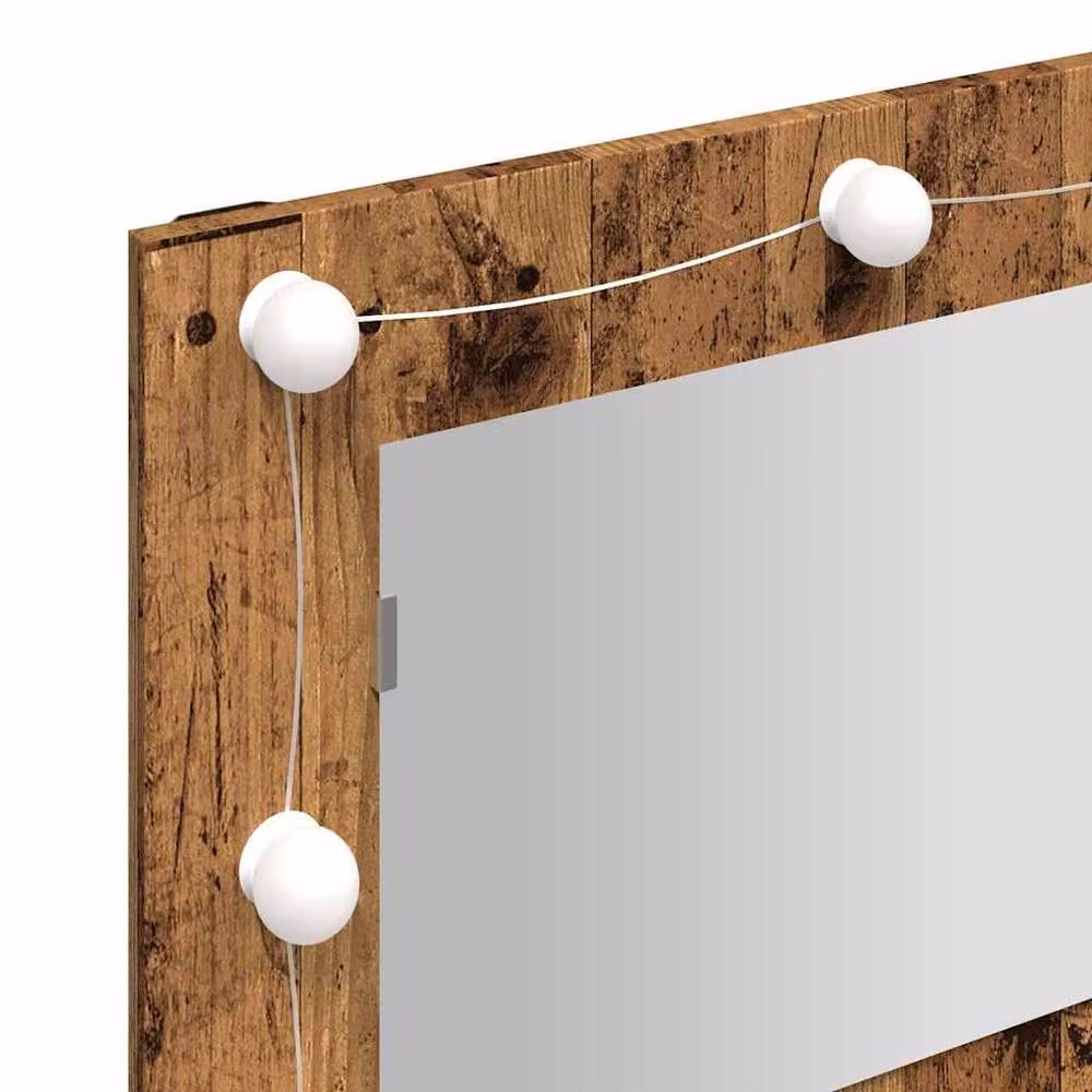Berkfield Home Mirror Cabinet with LED in Old Wood Brown, W: 90 cm, D: 31.5 cm, H: 62 cm – 6