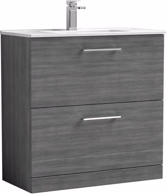 Balterley Bathroom 2 Soft Close Drawer Floor Vanity Unit, Anthracite Grey, Width: 60 cm