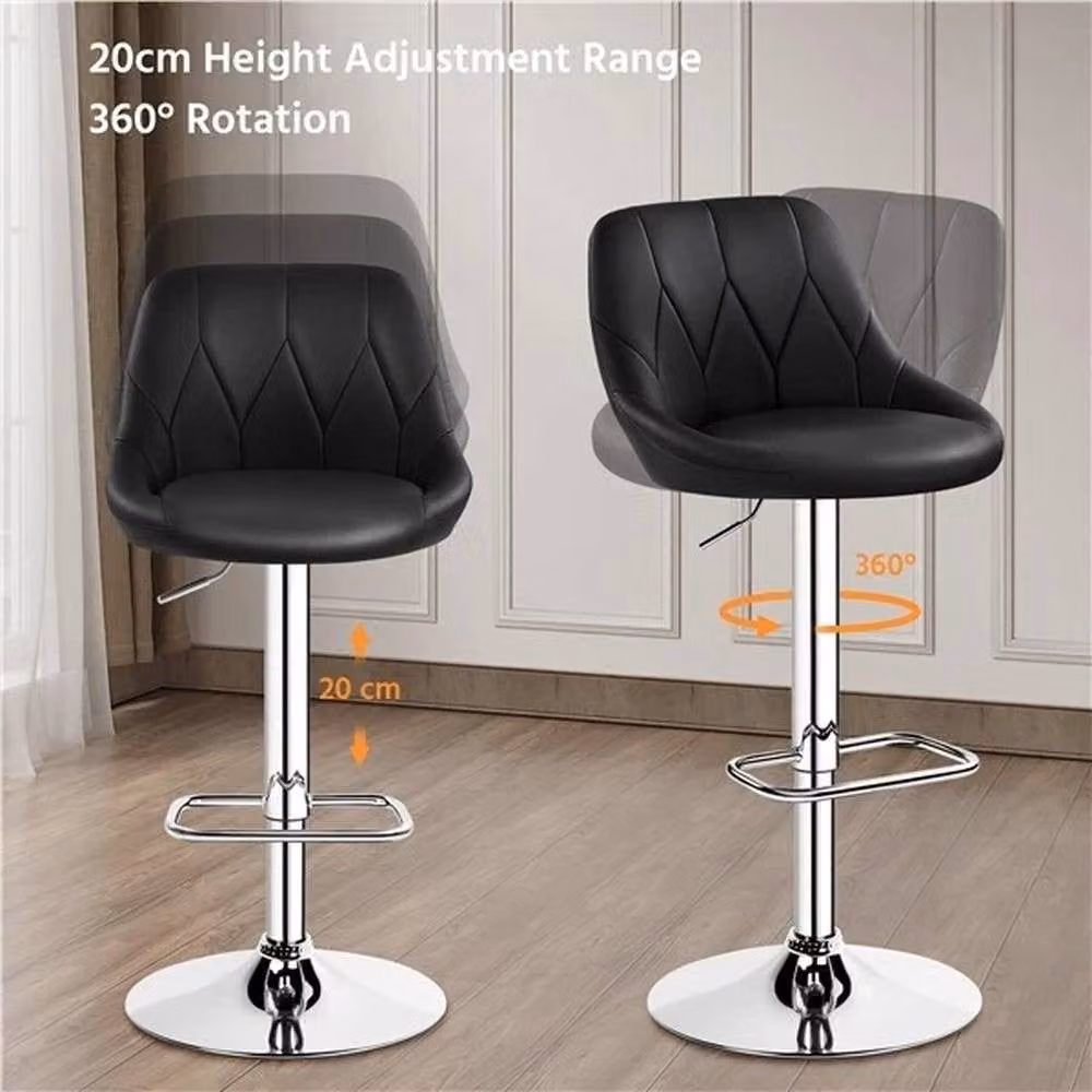 NESTLUNE Set of 2 Black Faux Leather Swivel Bar Stools – 5
