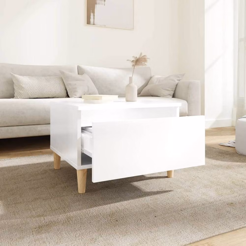 Berkfield Home Set of 2 High Gloss White Side Tables, W/D/H: 50 x 46 x 35 cm – 2