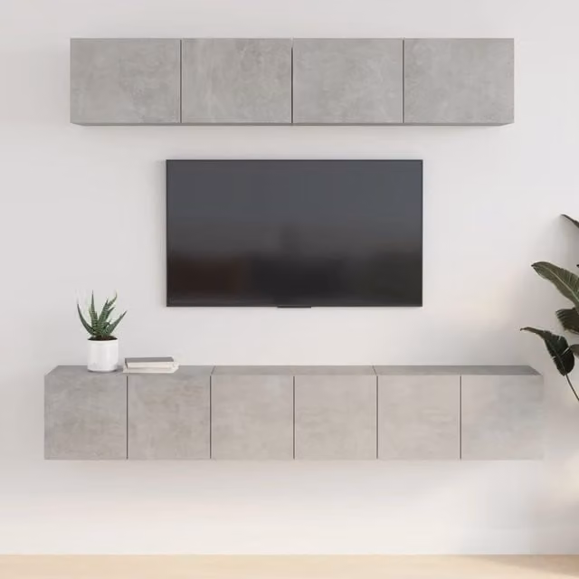 Berkfield Home 5 Piece TV Cabinet Set in Concrete Grey Engineered Wood