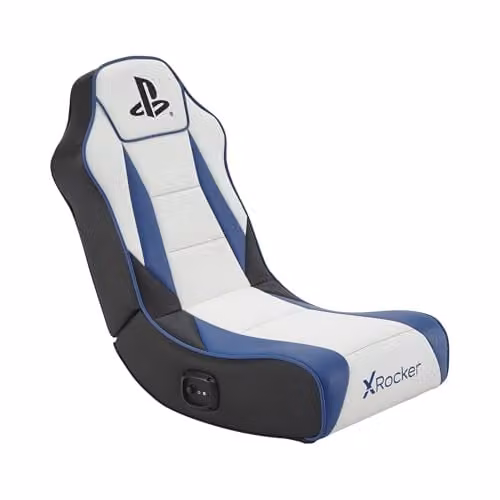 X Rocker PlayStation Geist Floor Rocker Gaming Chair for Kids in White and Blue – 1