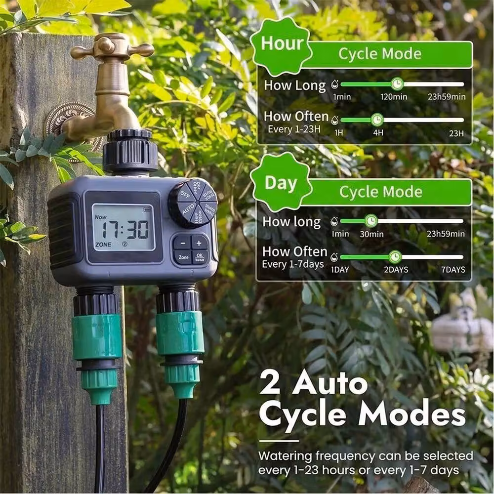 SPETLEK 2-Zone Automatic Garden Water Tap Hose Timer in Black – 5