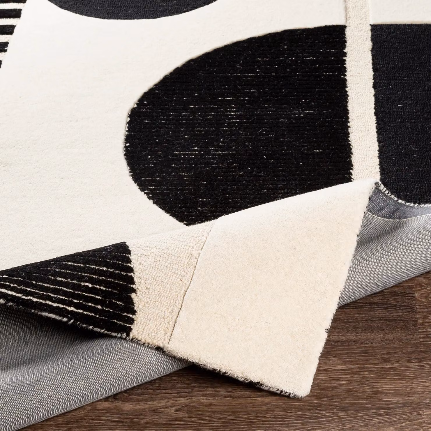 Livabliss Brooklyn Hand-Tufted Wool Modern Geometric Rug in Cream and Black, W: 150 cm, D: 230 cm – 4