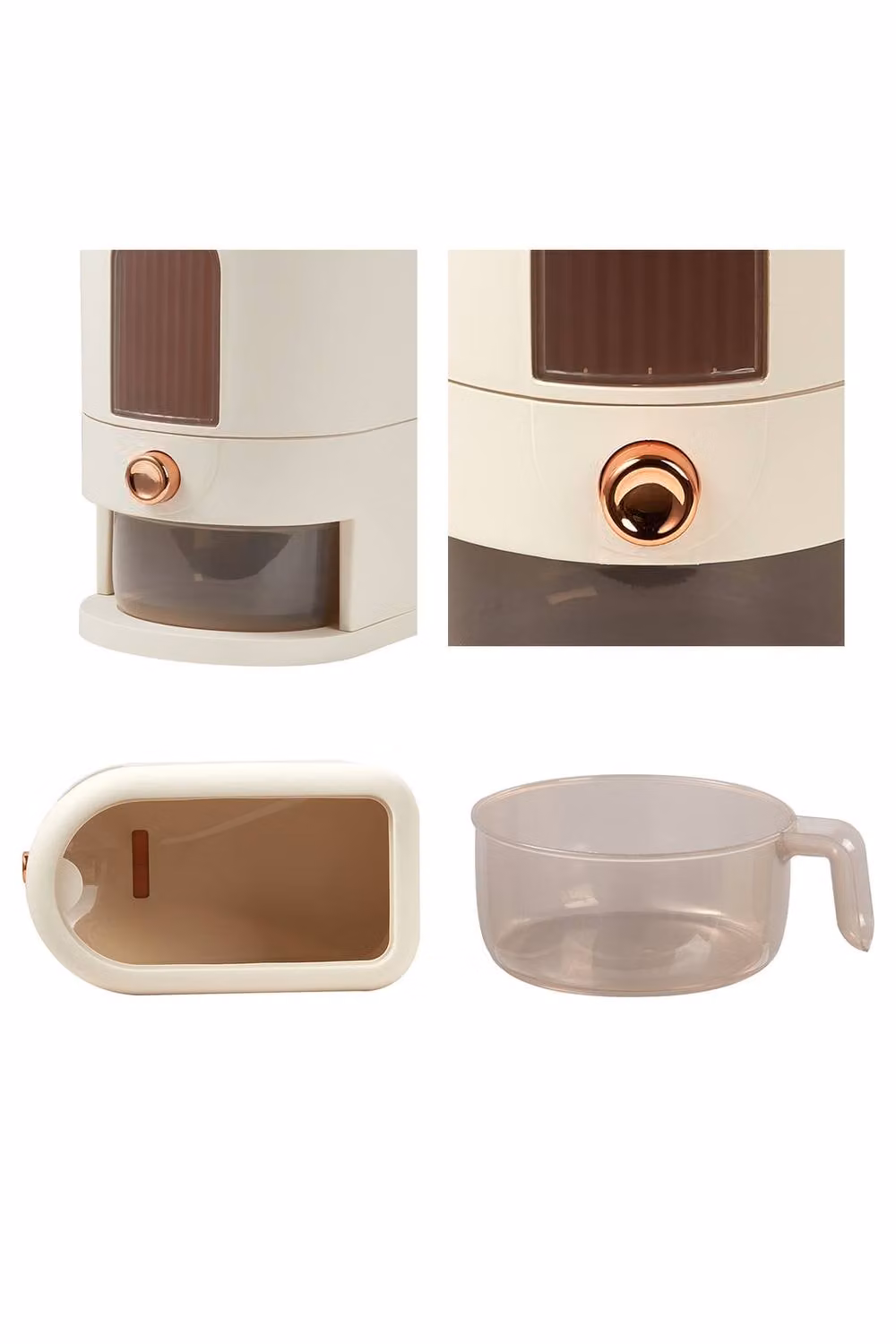 ExtraStar Airtight Rice Dispenser and Storage Container with Measuring Cup, 5kg, Light Beige – 4