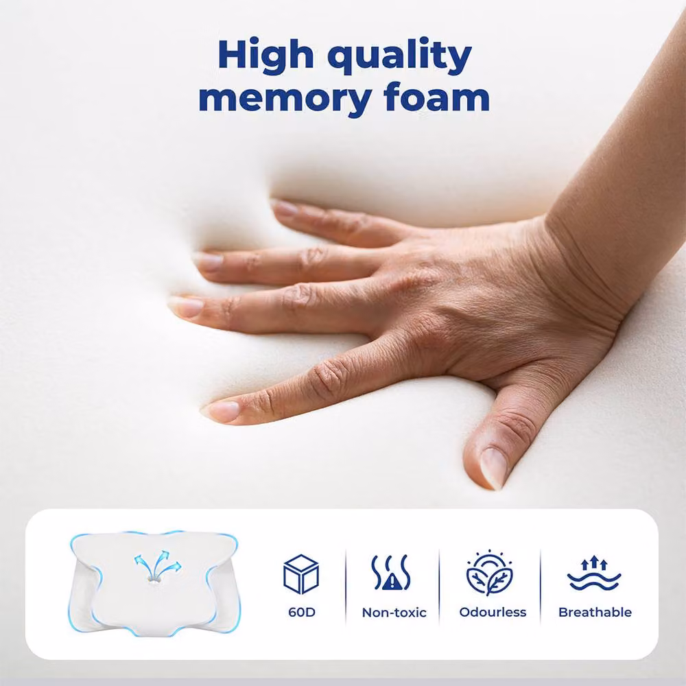 Lavio Ergonomic Memory Foam Cervical Orthopaedic Neck Pain Relief Pillow in Grey with Removable Breathable Cover – 2