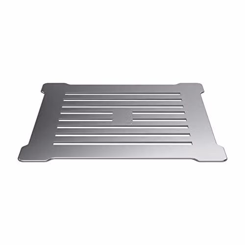nuie STW007S Modern Slimline Bathroom Shower Tray Waste and Grill Top, 115mm, Black and Silver