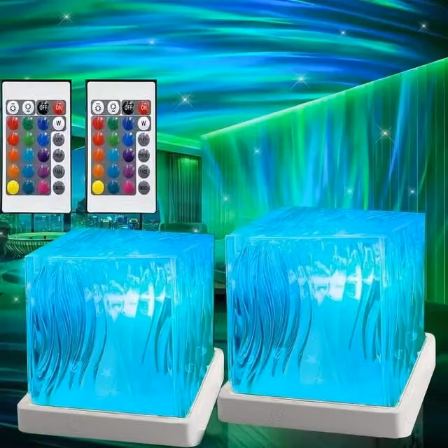 NESTLUNE 2-Piece Cube Northern Lights Aurora Projector with 16 Multicolour Options