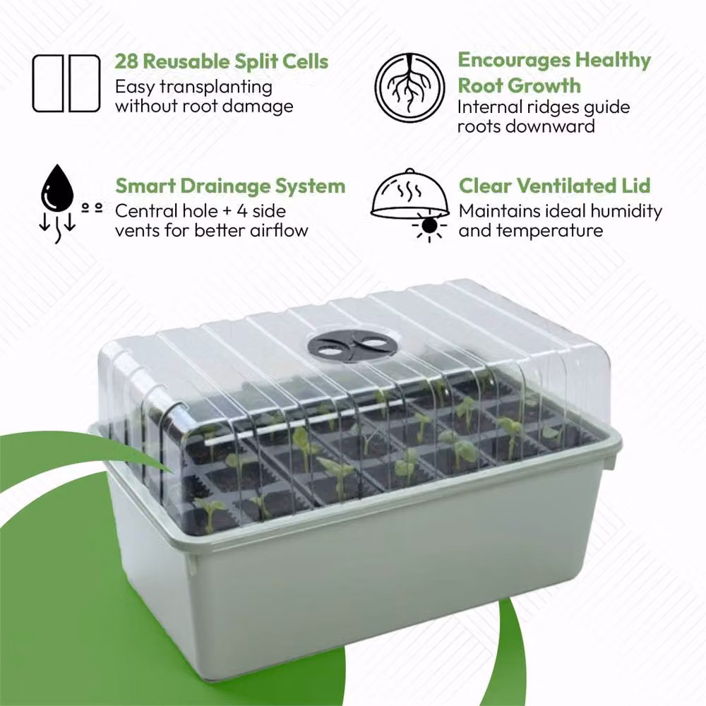 Nordara 28-Cell Ventilated Seed Tray Planter in Light Green, 12 cm Cells – 2